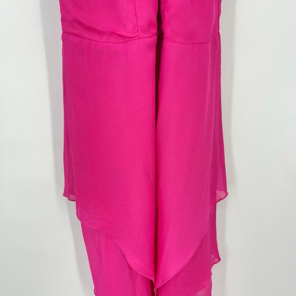 Lovers and Friends | Shelby Asymmetric Dress in Pink Handkerchief Hem Rosette S - Picture 8 of 16